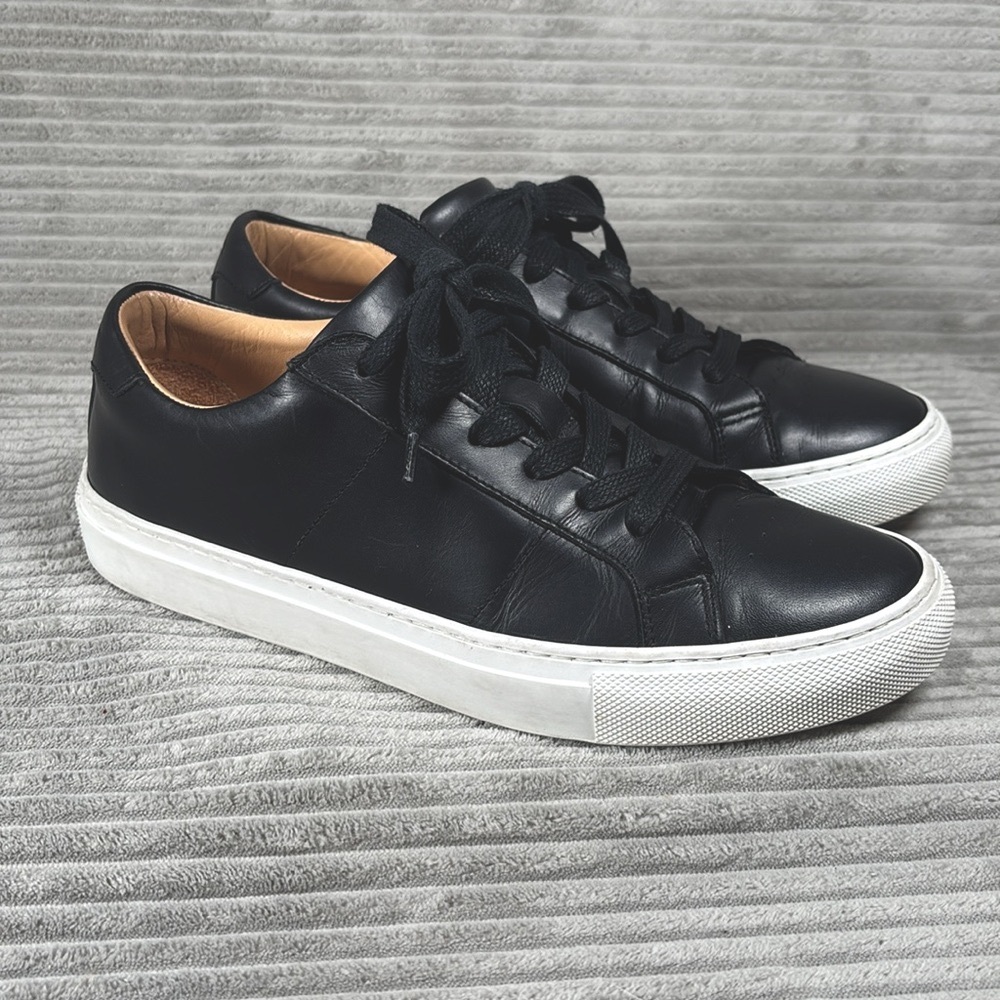 Greats Black Leather Low-Top Sneakers with White Sole